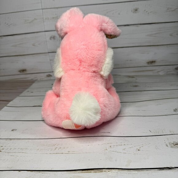 Vtg 1995 Fordlet International Pink Bunny Rabbit Plush 10" Stuffed Animal w/ Bow - Picture 3 of 10